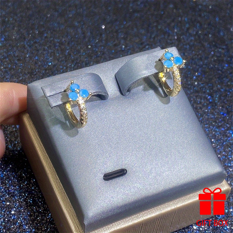 Three Stone Synthetic Turquoise Women's Earrings Wedding Party Holiday Wear